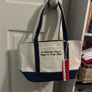 Sandy Liang x Baggu Small Heavy Duty Tote. Navy/Cream color. NWT